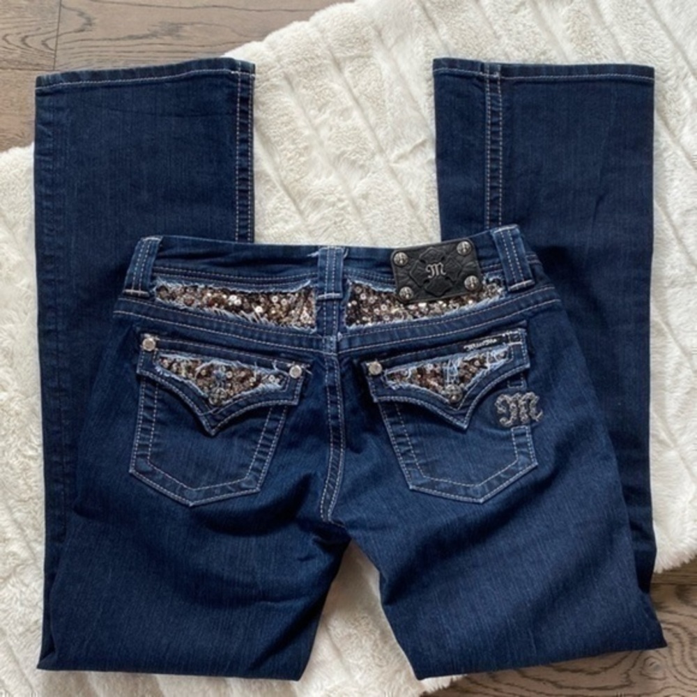 Miss Me Easy Sequin Pocket Bootcut Jeans